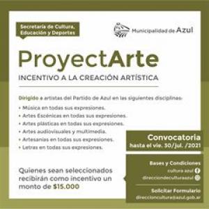 Se extiende la convocatoria para el incentivo “ProyectArte”